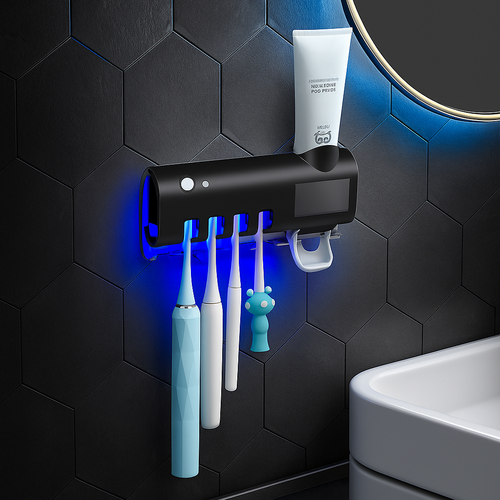 Sterivio UV toothbrush sanitizer wall-mounted in bathroom