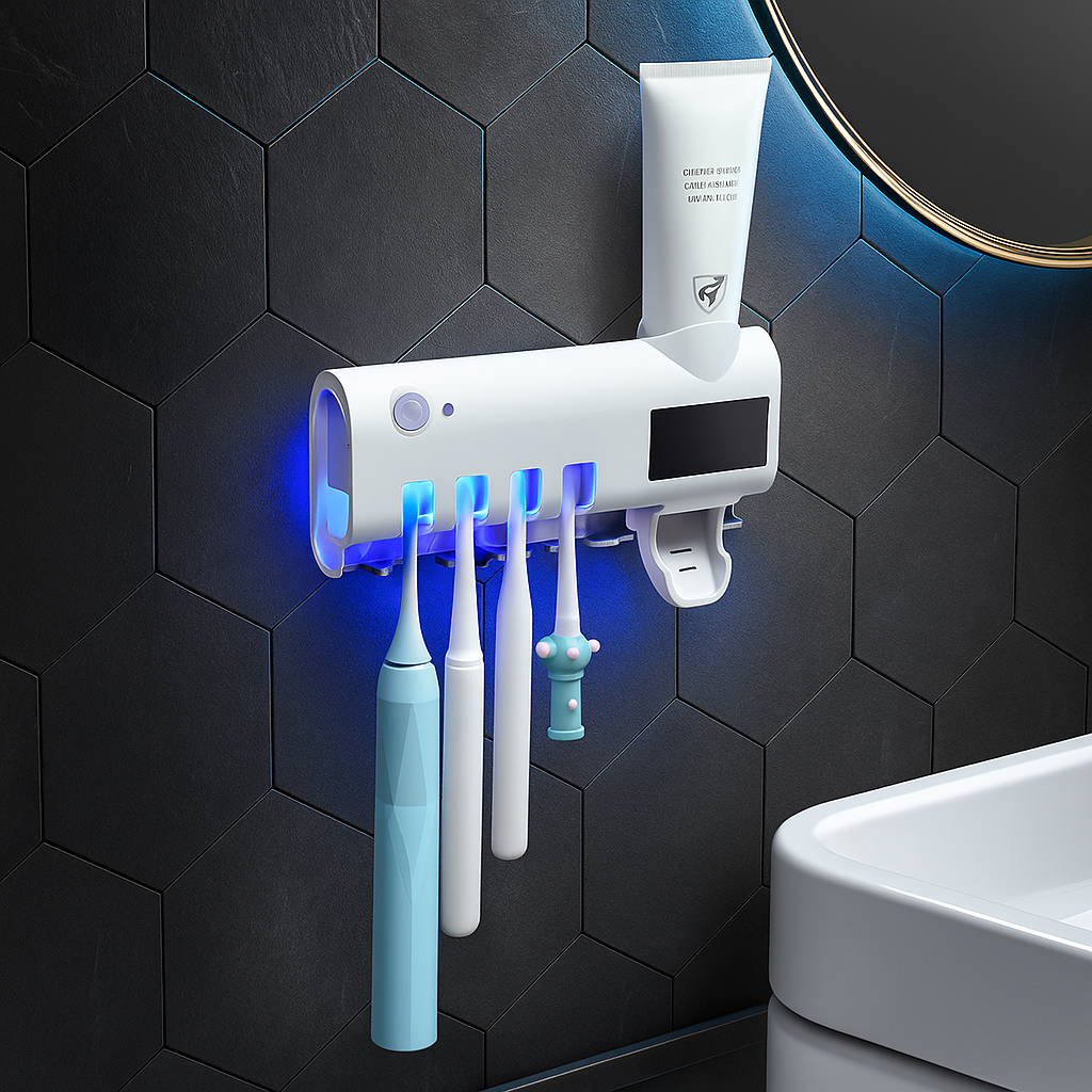 Sterivio UV toothbrush sanitizer wall-mounted in bathroom